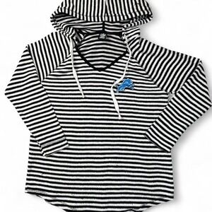 Detroit lions NFL team apparel black white striped hoodie